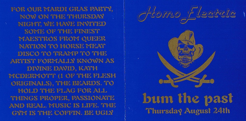 Homo Electric flyer, 2006. Designed by Paula McNama